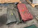379 · 2 x TRUCK TARPS, RED & DARK GREEN PVC NO GST