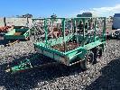 12 · CAGED TRAILER, REG: YEY 996, 8 x 5', 2400 x 1500mm, 50mm COUPLER, DUAL AXLE WITHBRAKES, 5 STUD 14" RIMS, SWING OUT REAR GATE, CHECKER PLATE FLOOR, WITH PAPERS NOT REGISTERED.