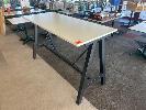 11 · 6 PERSON DRY BAR, WHITE TIMBER LAMINATE TOP, BLACK STEEL BASE, 1800 x 750 x 1085mm (H)