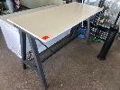 14 · 6 PERSON DRY BAR, WHITE TIMBER LAMINATE TOP, BLACK STEEL BASE, 1800 x 750 x 1085mm (H)