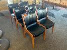 68 · 6 x MID CENTURY MODERN CHAIRS, BLACK VINYL TOP, TIMBER FRAME,