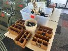123 · 7 x TIMBER CUTLERY CADDYS, ASSORTED TABLE NUMBERS