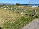 127 · MOORING ROPE EVENT BARRIER, 20m APPROX 80mm (D), 8 x RECLAIMED TIMBER STANDS, 1000mm (H)
