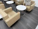 225 · 2 x LOUNGE ARM CHAIRS WITH ROUND COFFEE TABLE