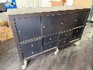 224h · MOBILE MULTI DRAWER / DOOR STORAGE CABINET, 150 x 40cm, (MINOR DAMAGE), WITH STOOL