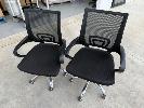 224i · 2 x OFFICE CHAIRS, BLACK FABRIC, MESH BACK
