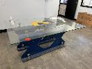2 · GLASS TOP TABLE WITH HEAVY FABRICATED STAND, 1800 x 1200mm