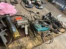 66 · ASSORTED HAND POWERED 240V TOOLS INCLUDING, MAKITA GDO600 STRAIGHT GRINDER,, 2 x METABO ANGLE GRINDERS, 100mm,, GREASE GUN & AIR RIVETER