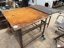 95 · PORTABLE STEEL WORKSHOP TABLE & TIMBER TOP TABLE NO GST