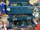119 · HEAVY DUTY STEEL TROLLEY WITH STEEL WORKSHOP TOOL CHEST & CONTENTS & PNEUMATIC RATCHET GUN NO GST