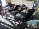 146 · 6 SEATER TABLE, CHAIRS, FILING CABINET, 2 DOOR STEEL STOCK CUPBOARD & DIESEL JERRY CAN